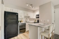 1 BR 1 BA | Updated Apartment Homes featuring Hardwood style floors, Neutral paint schemes, Carpeted bedrooms, Walk-in closets, Granite style countertops, Matching appliances, Updated light fixtures, Air conditioning, Washer/Dryer Connections, Cable ready