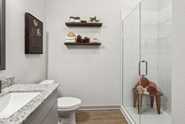 Step into modern elegance with this sleek bathroom design.
